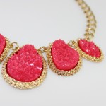 Hot Pink Mojova Geode Druzy Stone Bib Necklace